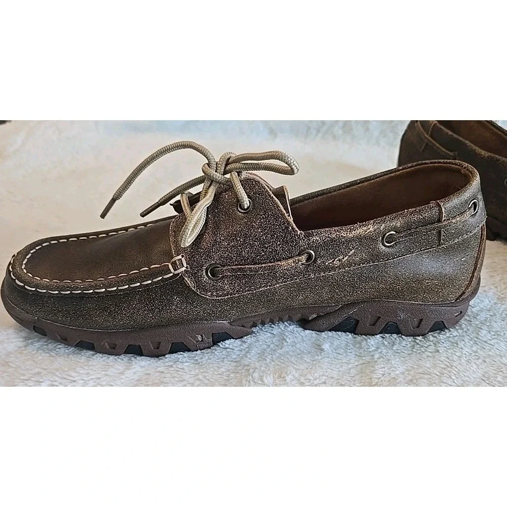 Ferrari Men's Loafers Moccasins‎ Shoes Brown Size 11 D Lace-up Leather